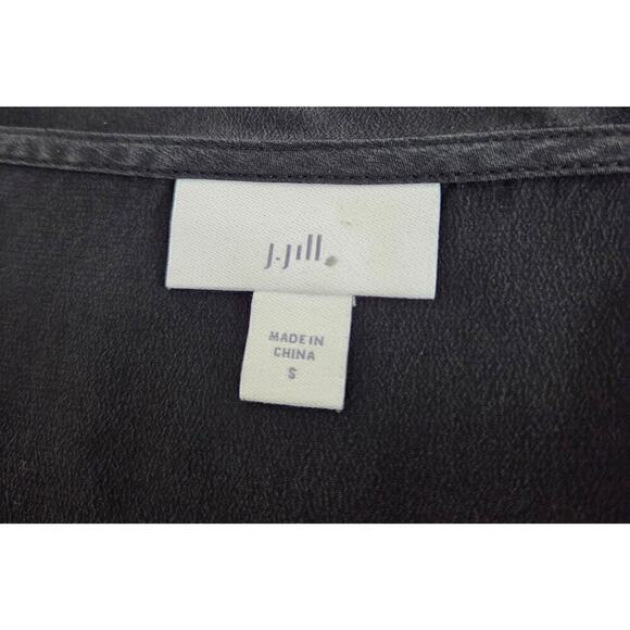 J.Jill Black Ruffled Top 100% Silk Size Small‎ - Picture 4 of 7